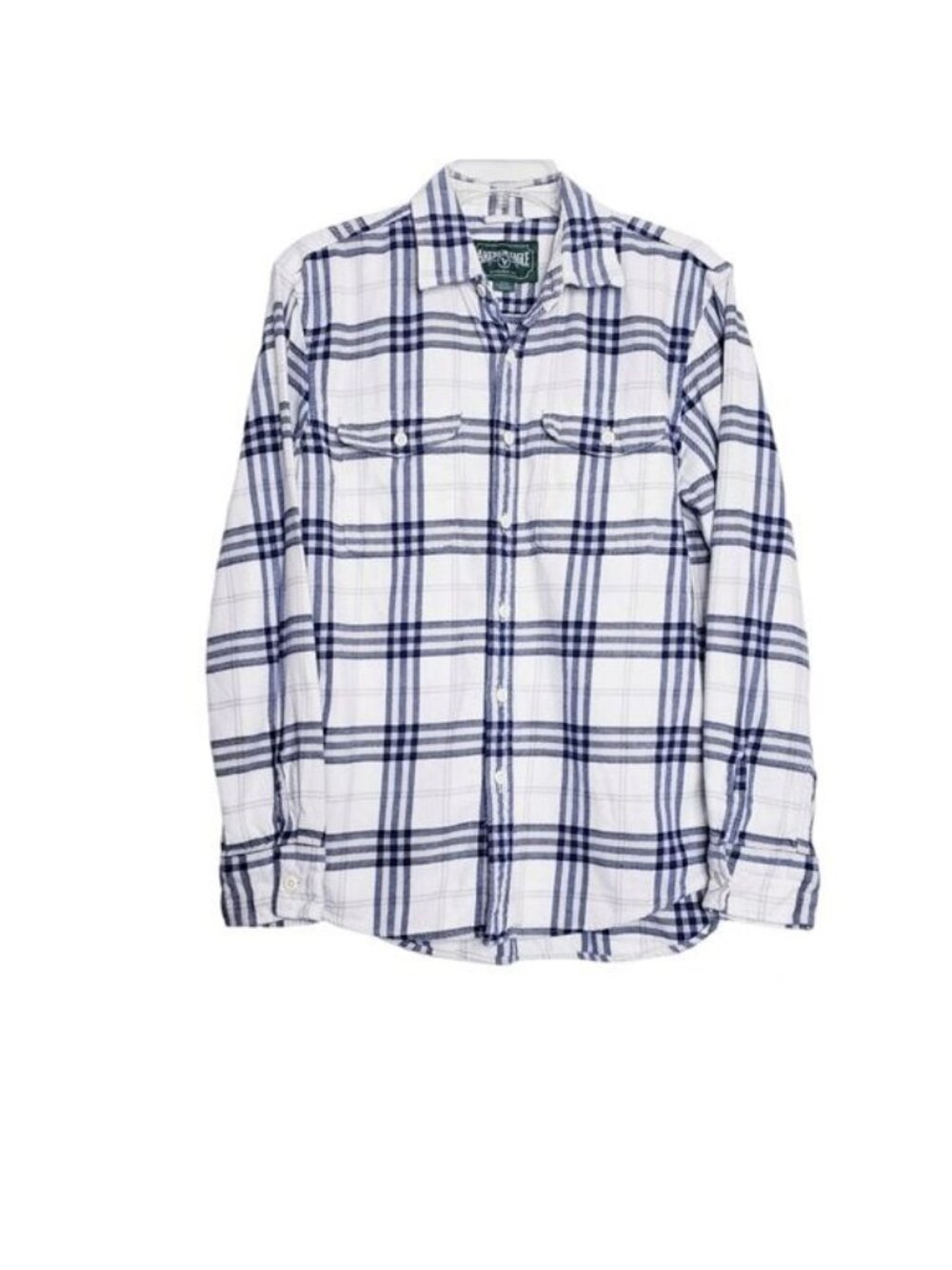 American Eagle White & Blue Plaid Flannel Button Down Shirt Men's Size Small
